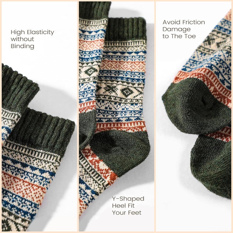 Pleneal Wool Socks for Women - Womens Winter Warm Wool Sock Men Cozy Knit Boots Socks for Women - Image 4